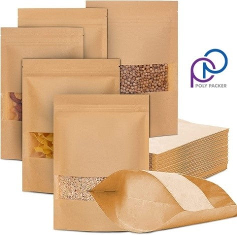 Kraft Paper Zip Lock Pouch With Window