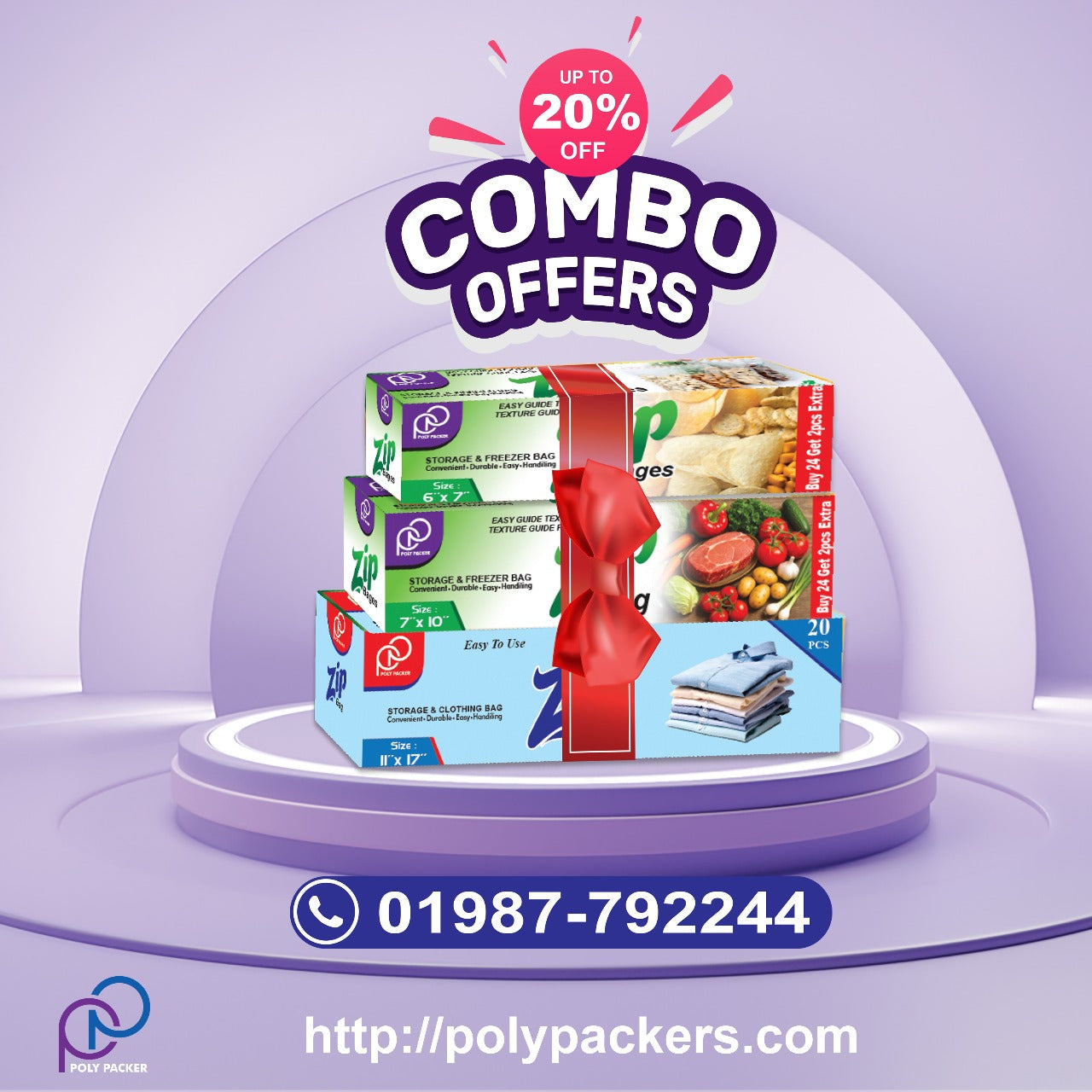 Combo of Zip Bag (3 in 1) for Food and Clothes