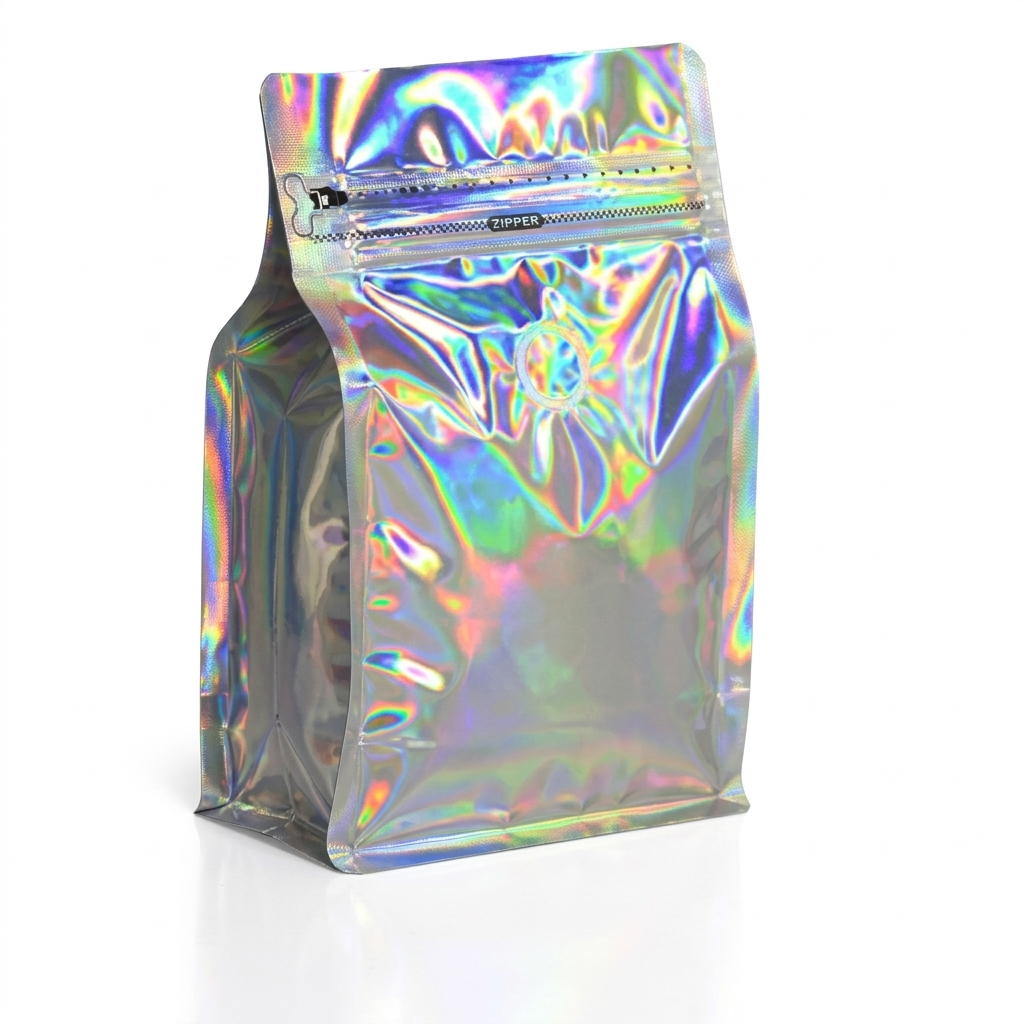 Glossy Rainbow (7 color) Silver Color Pull-tab Zip Lock Pouch (Coffee bag)