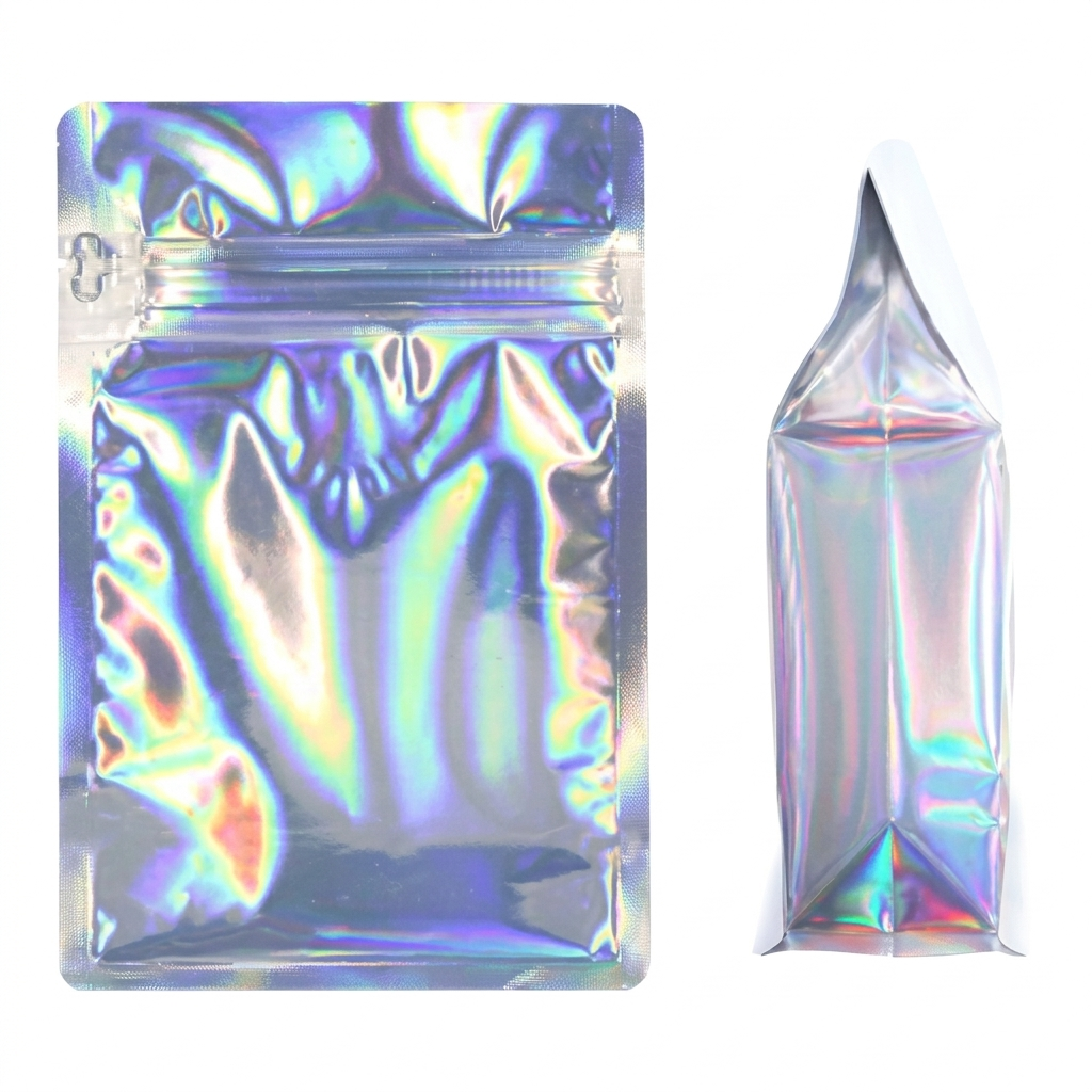 Glossy Rainbow (7 color) Silver Color Pull-tab Zip Lock Pouch (Coffee bag)