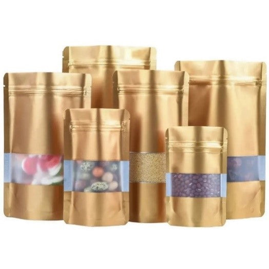 Golden Zip Lock Pouch with Window (2 Layer)