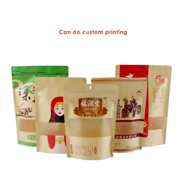 Kraft Paper Zip Lock Pouch With Window