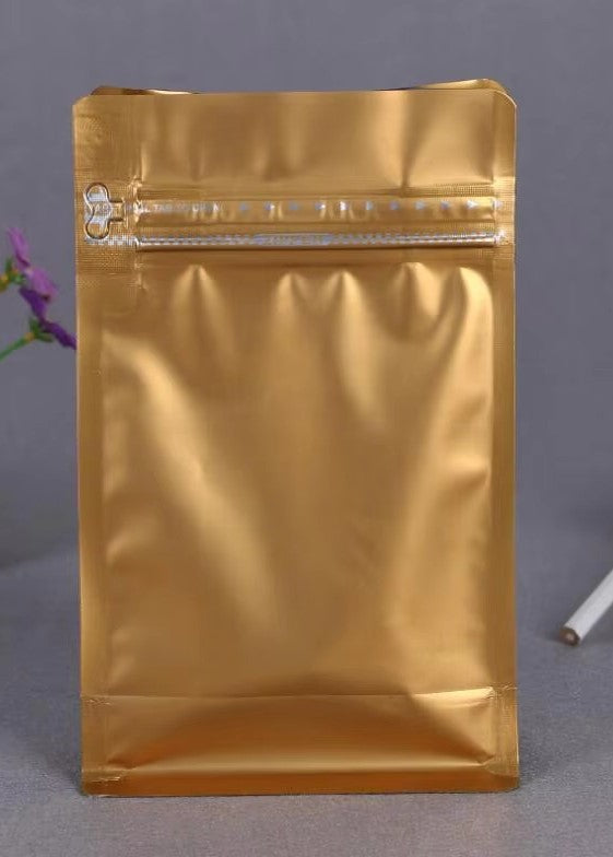 Matte Golden Color Aluminum Foil Pull-tab Zip Lock Pouch (Coffee bag)