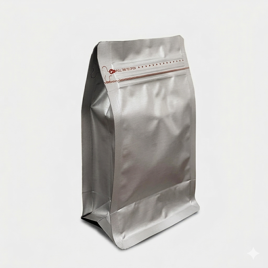 Matte Silver Color Aluminum Foil Pull-tab Zip Lock Pouch (Coffee bag)