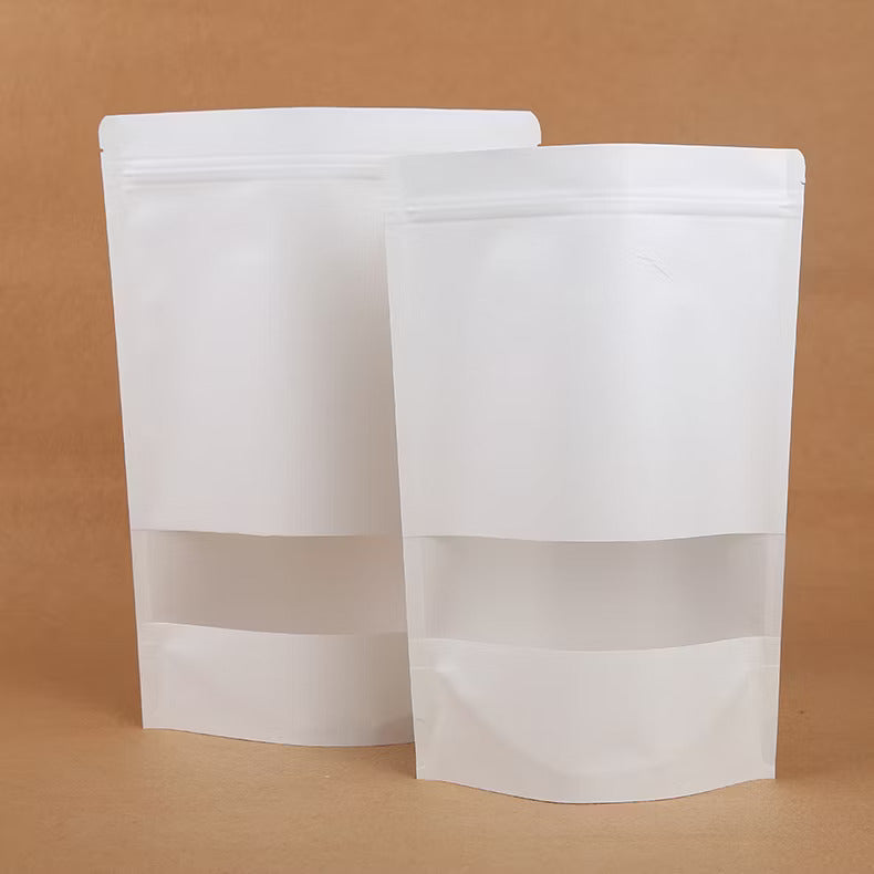 Ziplock-White-Kraft-Craft-Paper-Standing-up-Pouches-Food-Packaging-Zipper-Bags-with-Window
